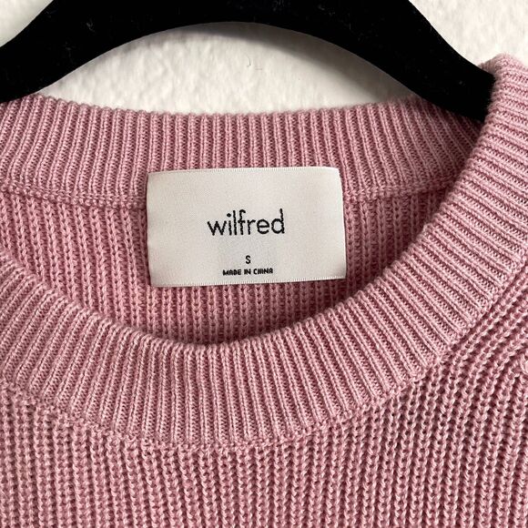 Aritzia Wilfred Pink Wool Blend Crew Neck Sweater Size Small - Picture 3 of 5